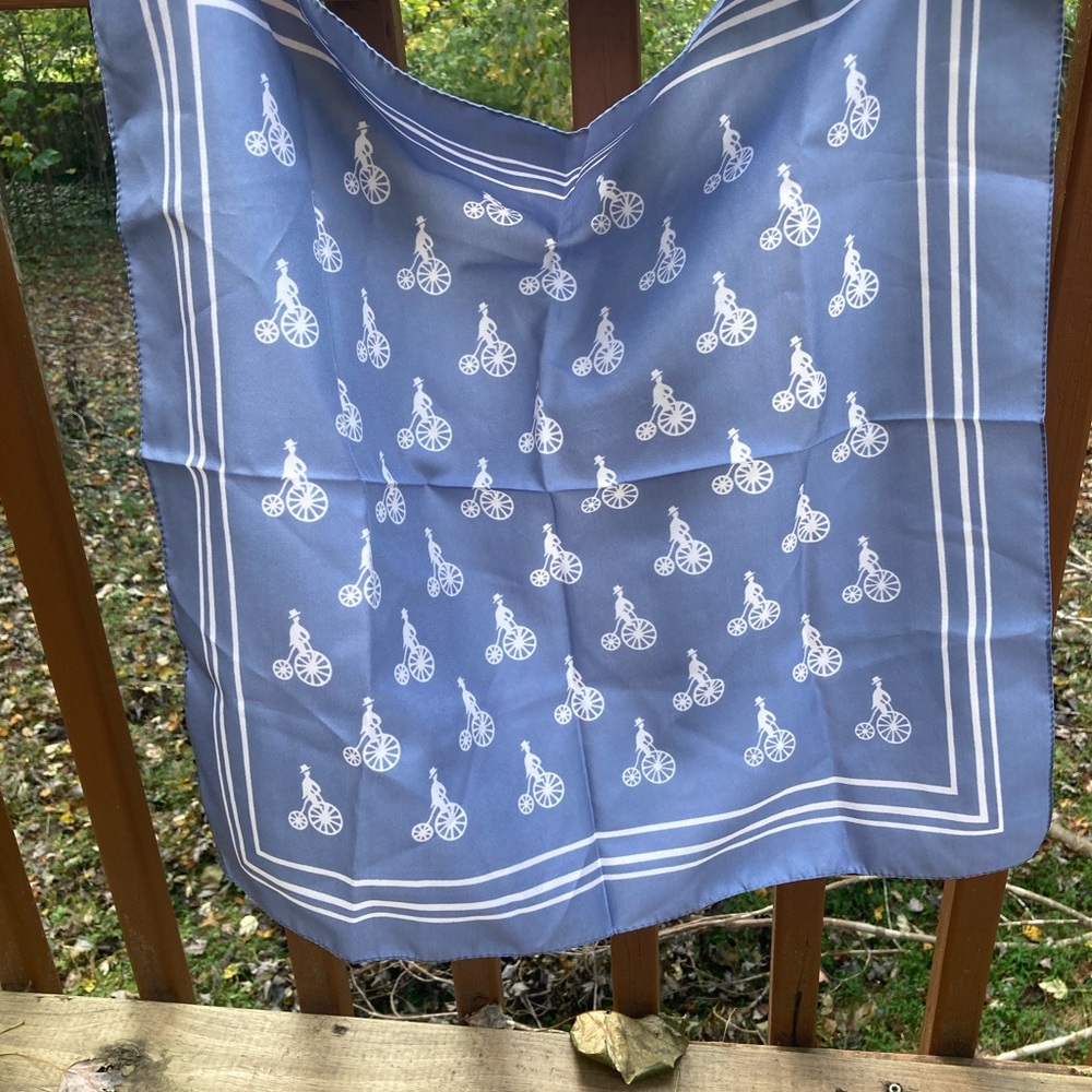 Blue grey penny farthing bicycle scarf